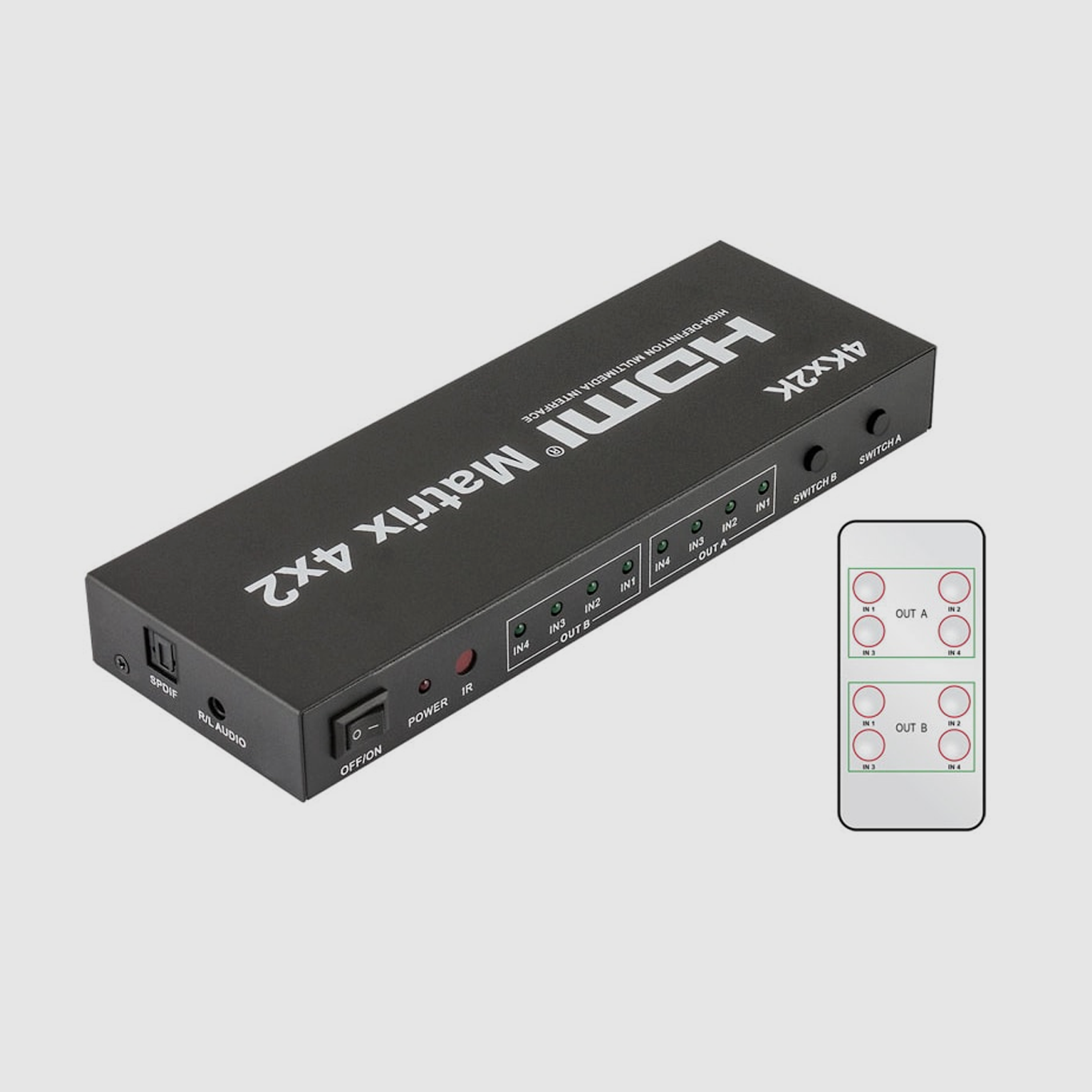 SMI Matrix HDMI 4×2 (4 Entradas x 2 Saídas) c/ Comando